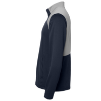 Adidas Men's Textured Mixed Media Quarter-Zip Pullover, Collegiate Navy / Grey Three, Left Sleeve view