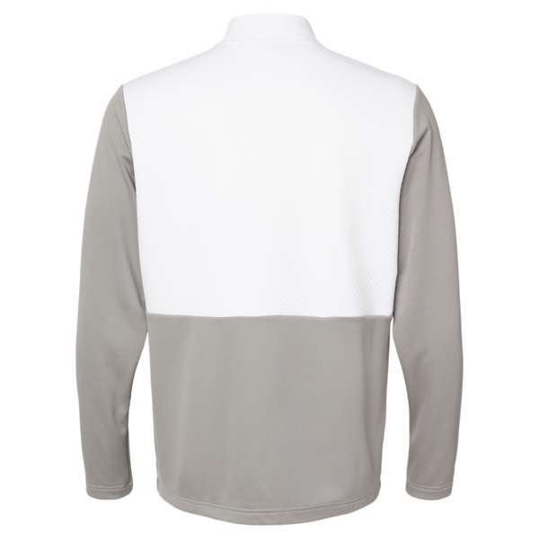 Adidas Men's Textured Mixed Media Quarter-Zip Pullover, Grey Three / White, Back view