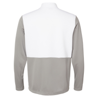 Adidas Men's Textured Mixed Media Quarter-Zip Pullover, Grey Three / White, Back view