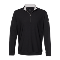 Adidas Men's Textured Quarter-Zip Pullover, Black, Front view
