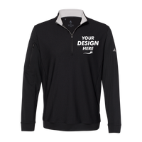 Adidas Men's Textured Quarter-Zip Pullover, Black, Front view, Mockup