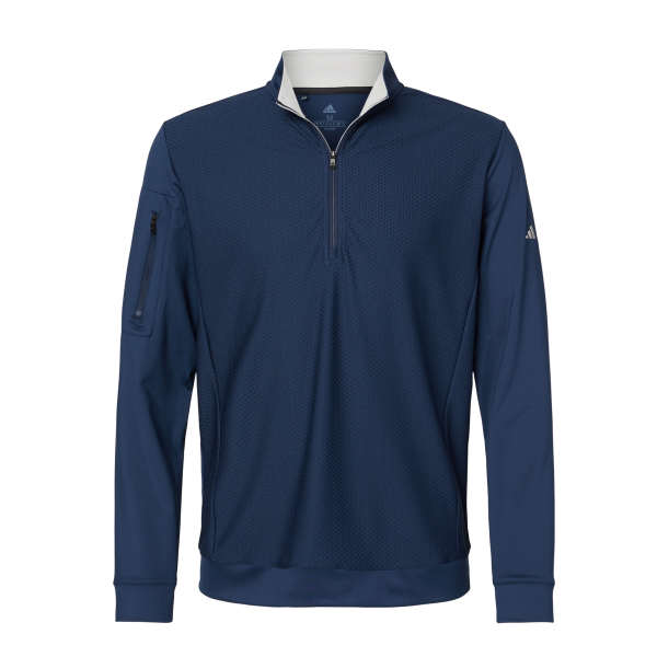Adidas Men's Textured Quarter-Zip Pullover, Collegiate Navy, Front view