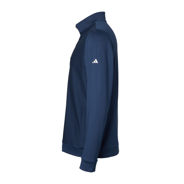 Adidas Men's Textured Quarter-Zip Pullover, Collegiate Navy, Left Sleeve view