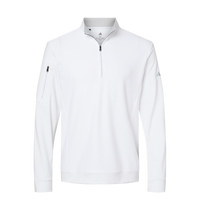 Adidas Men's Textured Quarter-Zip Pullover, White, Front view