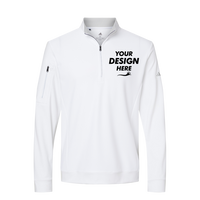 Adidas Men's Textured Quarter-Zip Pullover, White, Front view, Mockup