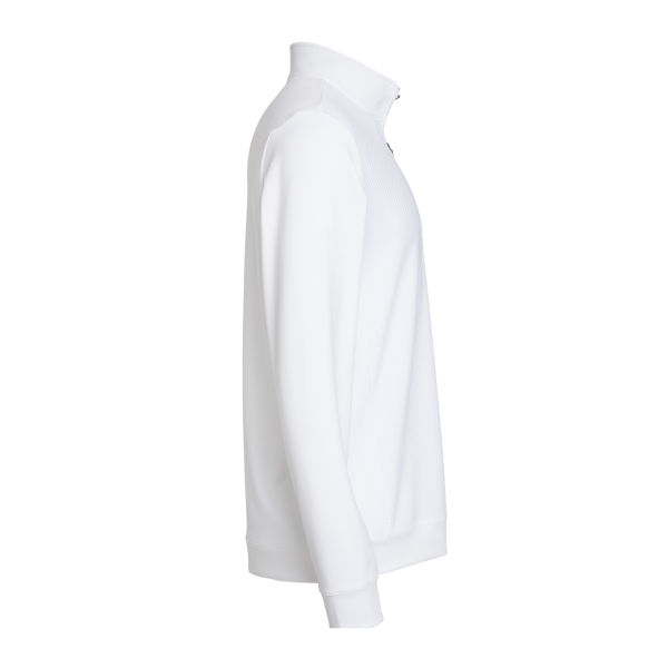 Adidas Men's Textured Quarter-Zip Pullover, White, Right Sleeve view