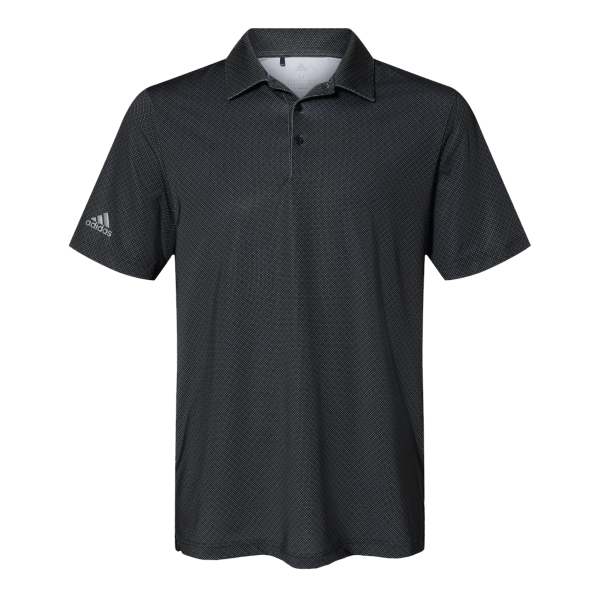Adidas Men's Ultimate365 Diamond Dot Print Polo, Black / White / Grey Three, Front view