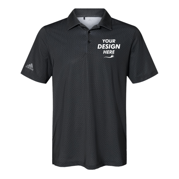 Adidas Men's Ultimate365 Diamond Dot Print Polo, Black / White / Grey Three, Front view, Mockup