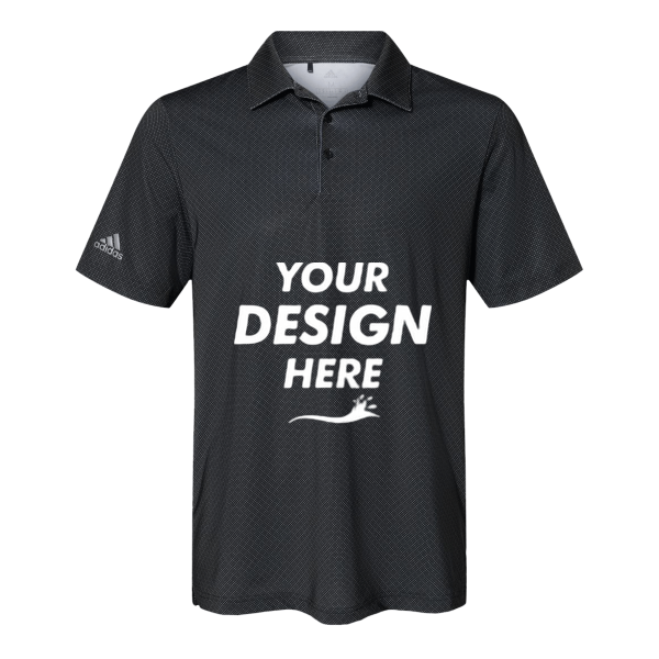 Adidas Men's Ultimate365 Diamond Dot Print Polo, Black / White / Grey Three, Front view, Mockup