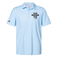 Adidas Men's Ultimate365 Diamond Dot Print Polo, Glow Blue / White / Navy, Front view, Mockup