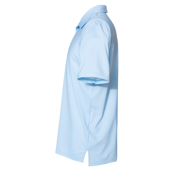 Adidas Men's Ultimate365 Diamond Dot Print Polo, Glow Blue / White / Navy, Left Sleeve view