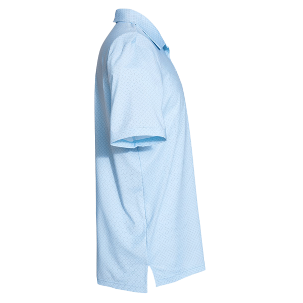 Adidas Men's Ultimate365 Diamond Dot Print Polo, Glow Blue / White / Navy, Right Sleeve view