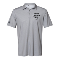 Adidas Men's Ultimate365 Diamond Dot Print Polo, Grey Three / Team Royal / Navy, Front view, Mockup