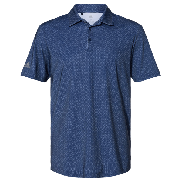 Adidas Men's Ultimate365 Diamond Dot Print Polo, Navy Blue / White / Grey Three, Front view