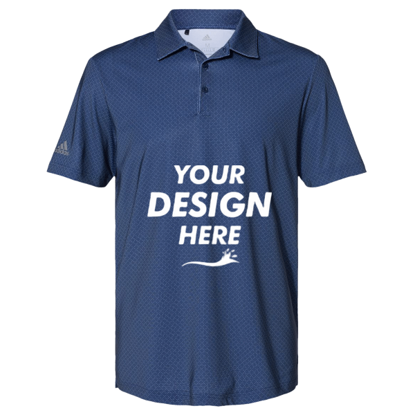 Adidas Men's Ultimate365 Diamond Dot Print Polo, Navy Blue / White / Grey Three, Front view, Mockup