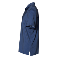 Adidas Men's Ultimate365 Diamond Dot Print Polo, Navy Blue / White / Grey Three, Left Sleeve view