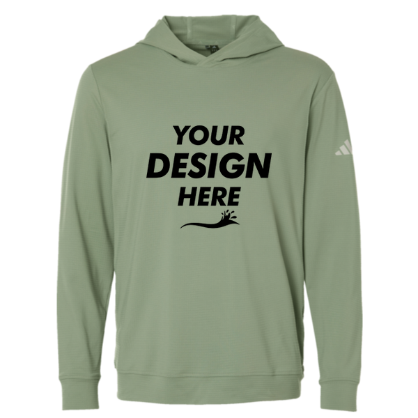 Adidas Men's Ultimate365 Elevated Hoodie, Silver Green, Front view, Mockup