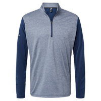 Adidas Men's Ultimate365 Heather Block Print Quarter-Zip Pullover, Collegiate Navy Melange / Navy / Grey Three, Front view