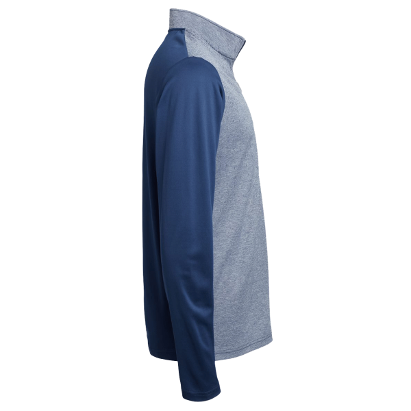 Adidas Men's Ultimate365 Heather Block Print Quarter-Zip Pullover, Collegiate Navy Melange / Navy / Grey Three, Right Sleeve view
