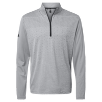 Adidas Men's Ultimate365 Heather Block Print Quarter-Zip Pullover, Grey Three Melange / Grey Three / Black, Front view