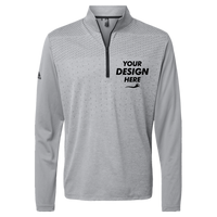 Adidas Men's Ultimate365 Heather Block Print Quarter-Zip Pullover, Grey Three Melange / Grey Three / Black, Front view, Mockup