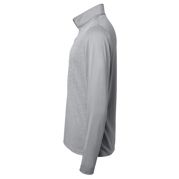 Adidas Men's Ultimate365 Heather Block Print Quarter-Zip Pullover, Grey Three Melange / Grey Three / Black, Left Sleeve view