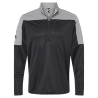 Adidas Men's Ultimate365 Lightweight Colorblocked Quarter-Zip Pullover, Black / Grey Three Melange, Front view