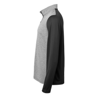 Adidas Men's Ultimate365 Lightweight Colorblocked Quarter-Zip Pullover, Black / Grey Three Melange, Left Sleeve view