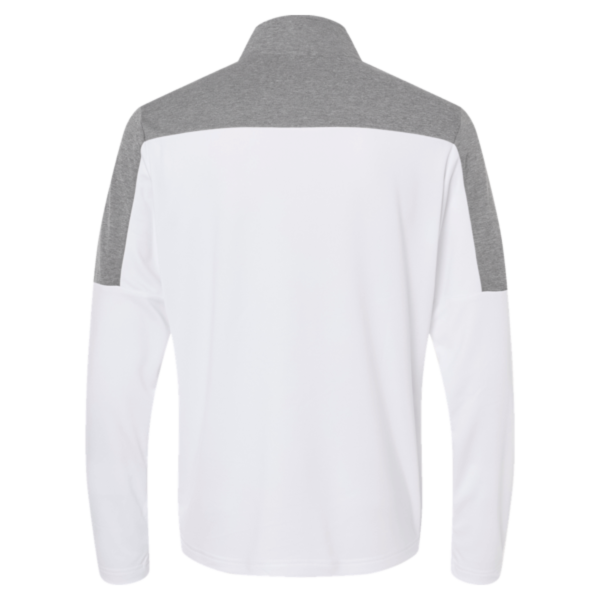Adidas Men's Ultimate365 Lightweight Colorblocked Quarter-Zip Pullover, White / Grey Three Melange, Back view