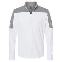 Adidas Men's Ultimate365 Lightweight Colorblocked Quarter-Zip Pullover, White / Grey Three Melange, Front view
