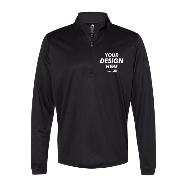 Adidas Men's Ultimate365 Lightweight Quarter-Zip Pullover, Black, Front view, Mockup