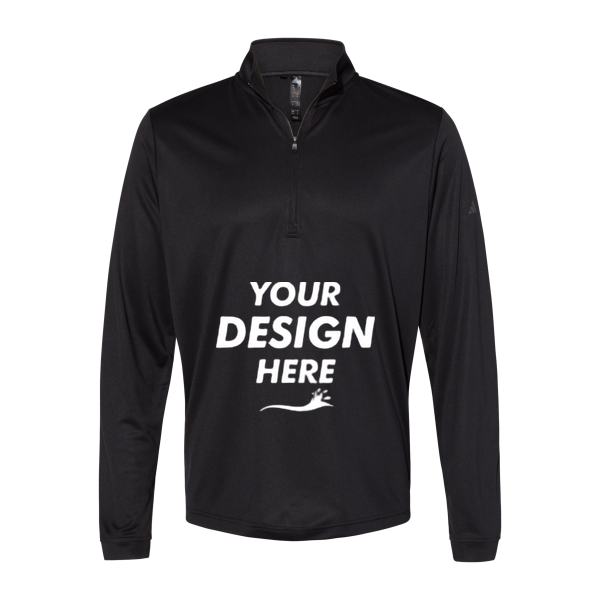Adidas Men's Ultimate365 Lightweight Quarter-Zip Pullover, Black, Front view, Mockup