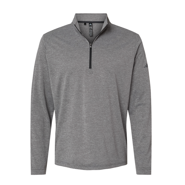 Adidas Men's Ultimate365 Lightweight Quarter-Zip Pullover, Black Heather, Front view