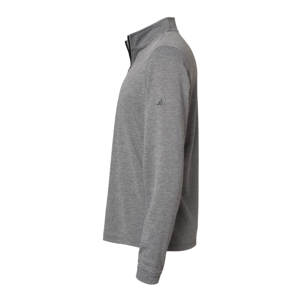 Adidas Men's Ultimate365 Lightweight Quarter-Zip Pullover, Black Heather, Left Sleeve view