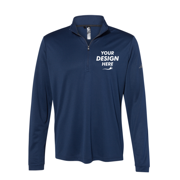 Adidas Men's Ultimate365 Lightweight Quarter-Zip Pullover, Collegiate Navy, Front view, Mockup