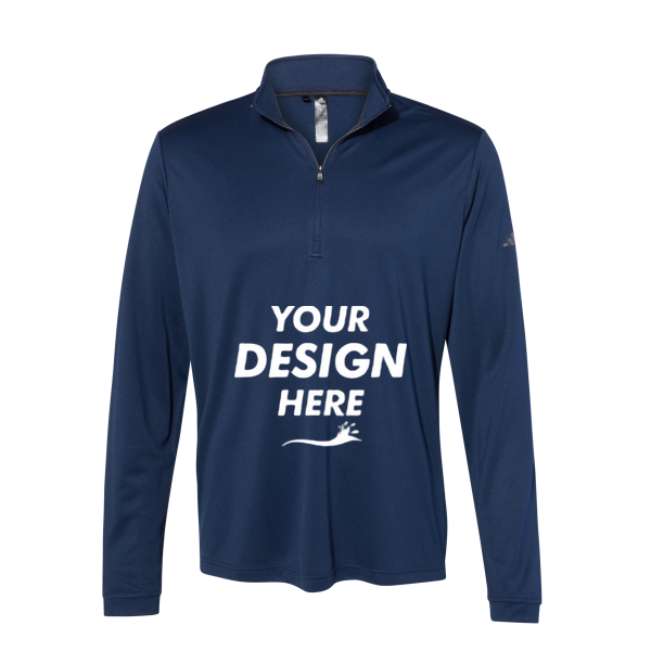 Adidas Men's Ultimate365 Lightweight Quarter-Zip Pullover, Collegiate Navy, Front view, Mockup
