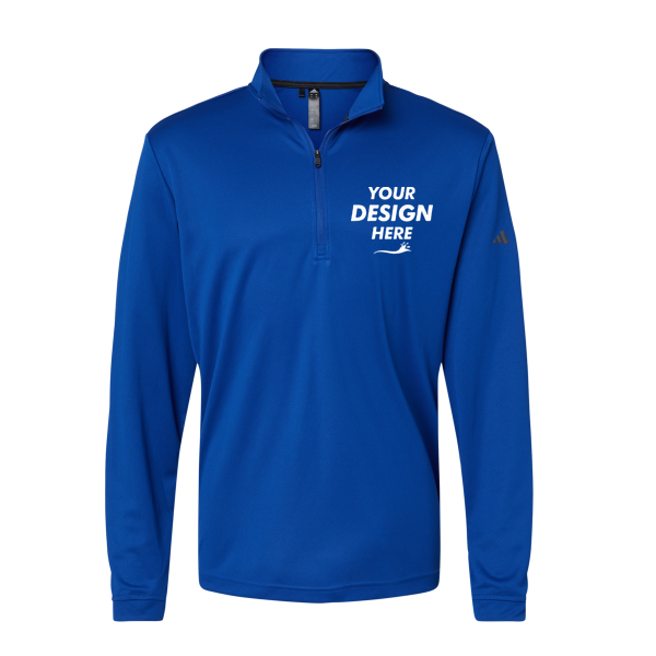 Adidas Men's Ultimate365 Lightweight Quarter-Zip Pullover, Collegiate Royal, Front view, Mockup