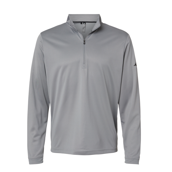 Adidas Men's Ultimate365 Lightweight Quarter-Zip Pullover, Grey Three, Front view