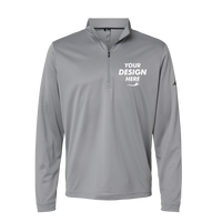 Adidas Men's Ultimate365 Lightweight Quarter-Zip Pullover, Grey Three, Front view, Mockup