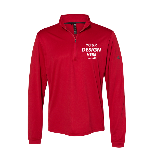 Adidas Men's Ultimate365 Lightweight Quarter-Zip Pullover, Power Red, Front view, Mockup