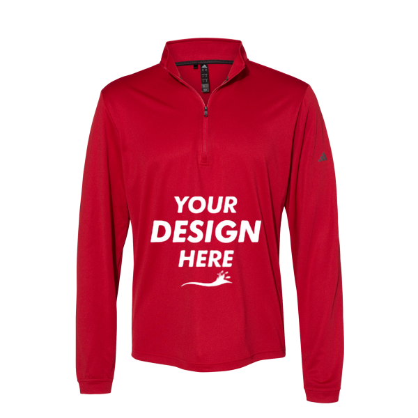 Adidas Men's Ultimate365 Lightweight Quarter-Zip Pullover, Power Red, Front view, Mockup