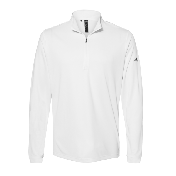 Adidas Men's Ultimate365 Lightweight Quarter-Zip Pullover, White, Front view
