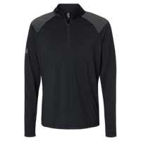 Adidas Men's Ultimate365 Lightweight Shoulder Stripe Quarter-Zip Pullover, Black, Front view
