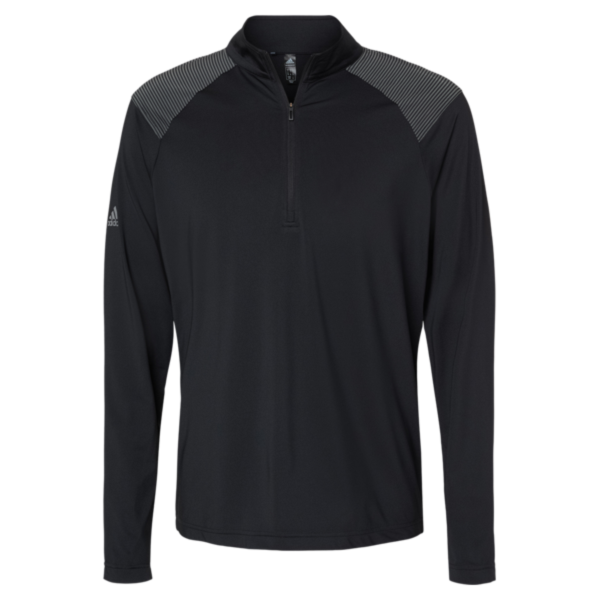 Adidas Men's Ultimate365 Lightweight Shoulder Stripe Quarter-Zip Pullover, Black, Front view