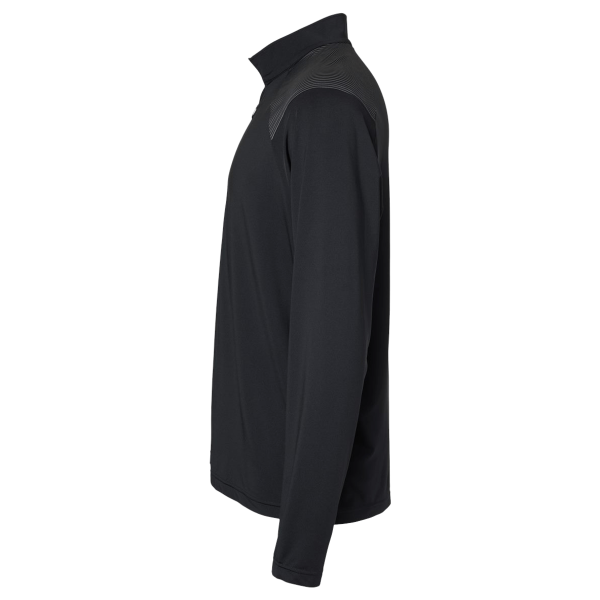 Adidas Men's Ultimate365 Lightweight Shoulder Stripe Quarter-Zip Pullover, Black, Left Sleeve view