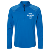 Adidas Men's Ultimate365 Lightweight Shoulder Stripe Quarter-Zip Pullover, Glory Blue, Front view, Mockup