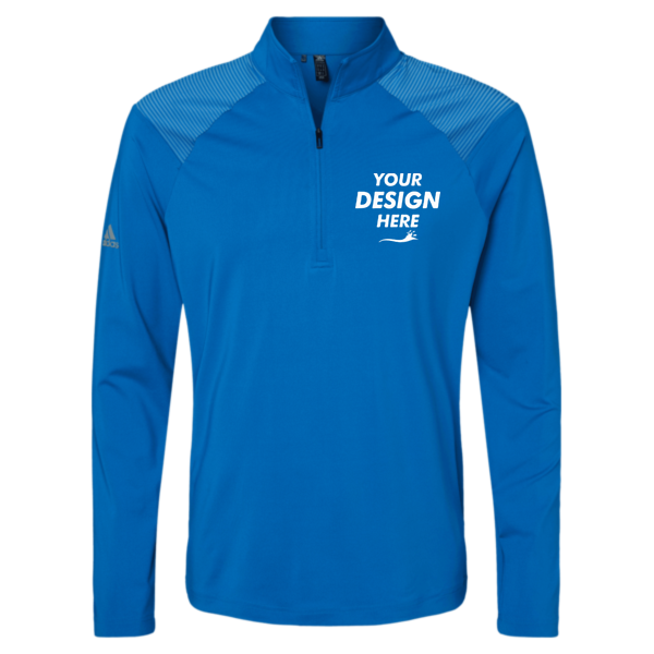 Adidas Men's Ultimate365 Lightweight Shoulder Stripe Quarter-Zip Pullover, Glory Blue, Front view, Mockup