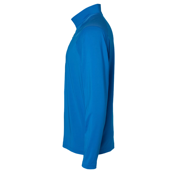 Adidas Men's Ultimate365 Lightweight Shoulder Stripe Quarter-Zip Pullover, Glory Blue, Left Sleeve view