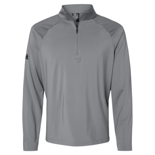 Adidas Men's Ultimate365 Lightweight Shoulder Stripe Quarter-Zip Pullover, Grey Three, Front view