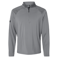 Adidas Men's Ultimate365 Lightweight Shoulder Stripe Quarter-Zip Pullover, Grey Three, Front view